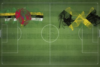 Dominica vs Jamaica Soccer Match, national colors, national flags, soccer field, football game,