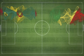 Grenada vs Congo Soccer Match, national colors, national flags, soccer field, football game,