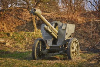 An Old Artillery Gun in the Field Silistra, Bulgaria, Europe