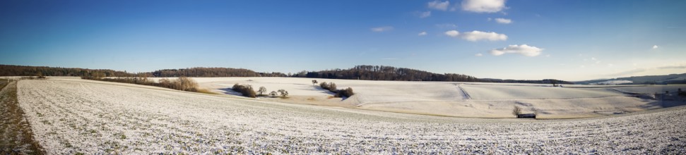 Beautiful winter landscape in Germany, Central Hesse