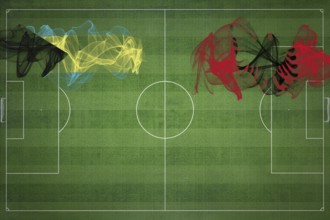 Bahamas vs Albania Soccer Match, national colors, national flags, soccer field, football game,