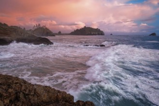 Sunset at a Rocky Beach, Northern California, USA, North America