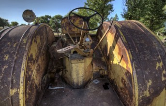 Old Vintage Farm tractor Saskatchewan Canada yellow