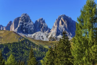 The most picturesque route in the Italian Dolomites, the Southern Limestone Alps. The coniferous