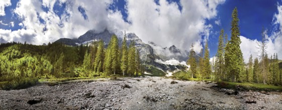 Dried-up river bed of the upper St. John Brook, Karwendel, Austria Dried-up river bed of the upper