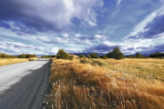 The beginning of autumn in the southern Patagonia. Amazingly beautiful sunset illuminates the