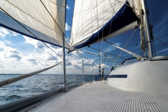 Sailing on a sailing yacht on the ocean
