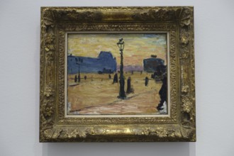 Würth Museum 2, Impressionist painting of a street scene at dusk with lantern light and