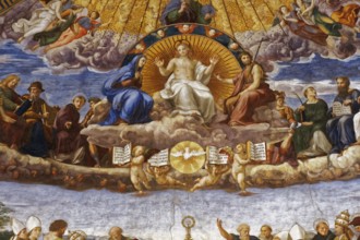 VATICAN CITY, VATICAN, JUNE 15, 2015 : interiors and architectural details of Raphael rooms in