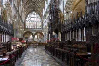 Interior view, choir stalls, Exeter Cathedral, Exeter, England, Great Britain