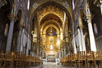 Interior view of Monreale Cathedral, Sicily, Italy, Europe