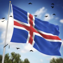 Flag of Iceland, This is a computer generated and 3d rendered image