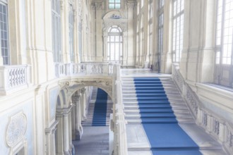 TURIN, ITALY, CIRCA JUNE 2021: The most beautiful Baroque staircase of Europe located in Madama