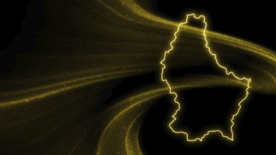 Map of Luxembourg, Gold glitter map on dark background