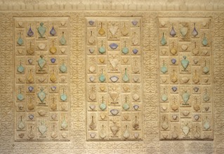 Ornament on wall of palace in Jaipur fort India
