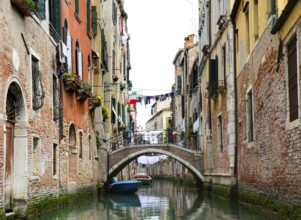City scene with old palaces and a small bridge, Castello neighbourhood, Venice, Italy Venice,