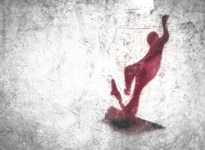 View of a skateboarding themed stencil graffiti piece by an unidentified artist on grungy wall. It