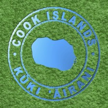 Map of Cook Islands, Forest with Water Map, CO2 Reduction