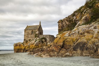 The small chapel on the coast near the Mont Saint Michel in Brittany