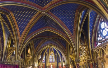 Paris, France, August 31, 2018: Sainte-Chapelle, the interior of the Lower Chapel. Paris, France,