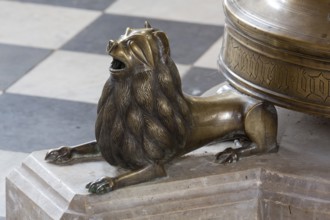 Candlestick, bronze lion, Saint, Saint