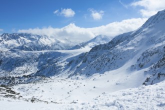 Tops of Pirin mountains view from top of cable car, Bansko. Bulgaria.