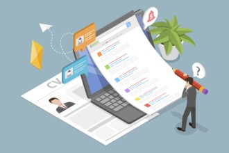 3D Isometric Flat Illustration of Job Seeker, Applying for Job, Hiring Competition