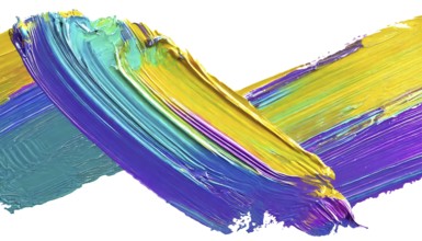 Abstract brushstrokes of different colors on a white background