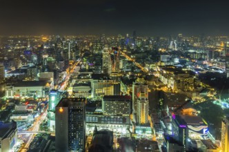 Bangkok, THAILAND, NOVEMBER 21: Bangkok top night view cityscape in the business disctrict at