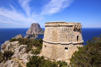 Ibiza Es Vedra view from Torre des Savinar Tower San Jose in Balearic Islands