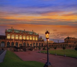 Dresden sunset at Zwinger in Saxony of Germany
