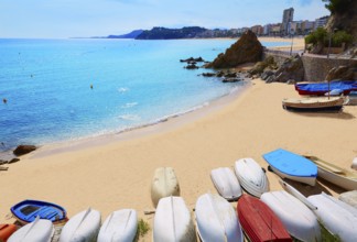 Lloret de Mar Sa Caleta beach in costa Brava of Catalonia Spain