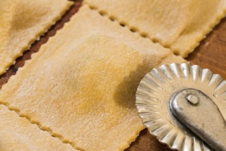 Fresh pasta with eggs, flour and wheat semolina
