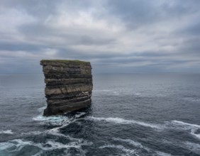 A view of the landmark sea stack Downpatrick Head in County Mayo of Ireland