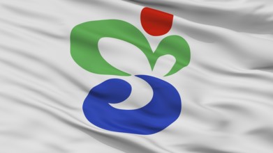 Munakata City Flag, Country Japan, Fukuoka Prefecture, Closeup View, 3D Rendering
