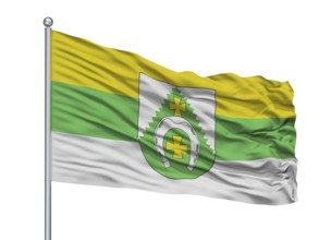 Klicau City Flag On Flagpole, Country Belarus, Isolated On White Background, 3D Rendering