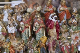 Decorative Christmas figures in detail at a Christmas market