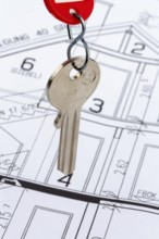 An architect's construction plan with the key to a flat or a new house Austria