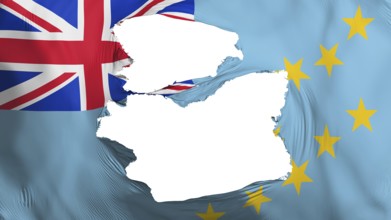 Tattered Tuvalu flag, white background, 3d rendering