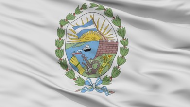 Rosario City Flag, Country Argentina, Closeup View, 3D Rendering