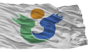 Hirado City Flag, Country Japan, Nagasaki Prefecture, Isolated On White Background