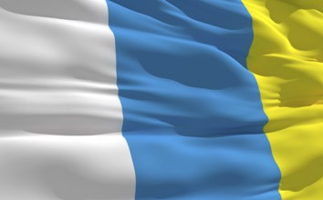 Fluttering flag of Canary Islands on the wind