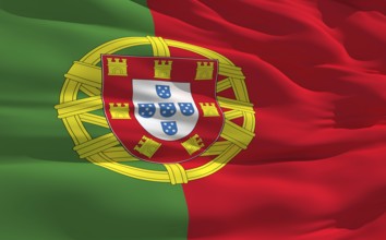 Fluttering flag of Portugal on the wind