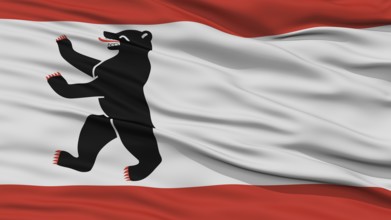 Closeup Germany City Flag, Capital City of Germany, Waving in the Wind