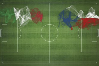 Italy vs Czech Republic Soccer Match, national colors, national flags, soccer field, football game,