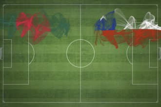 Bangladesh vs Chile Soccer Match, national colors, national flags, soccer field, football game,