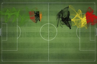 Zambia vs Belgium Soccer Match, national colors, national flags, soccer field, football game,