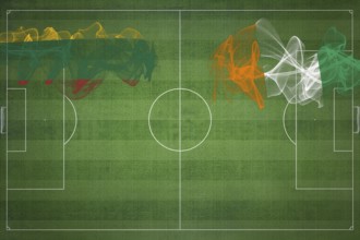 Lithuania vs Ivory Coast Soccer Match, national colors, national flags, soccer field, football