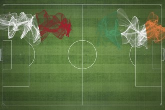 Malta vs Ireland Soccer Match, national colors, national flags, soccer field, football game,