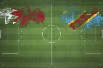 Bahrain vs DR Congo Soccer Match, national colors, national flags, soccer field, football game,